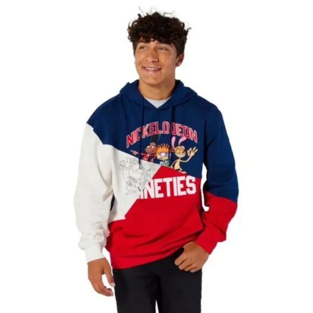 nickelodeon™ 90s color block hoodie - red & blue